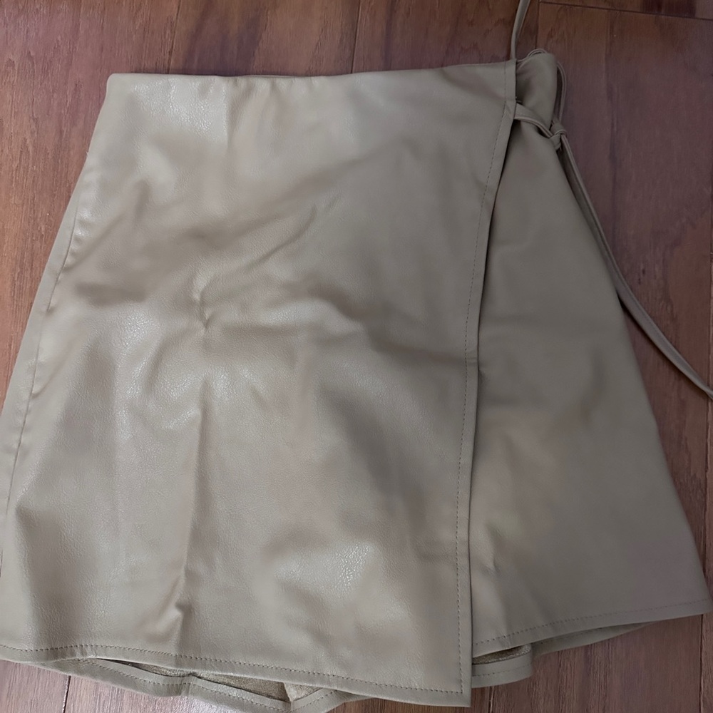 Zara Tan Faux Leather Skirt
